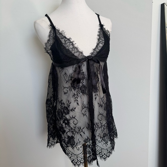 Elegant Black Lace Lingerie babydoll gothic glam vampy whimsy  OS - Picture 3 of 5